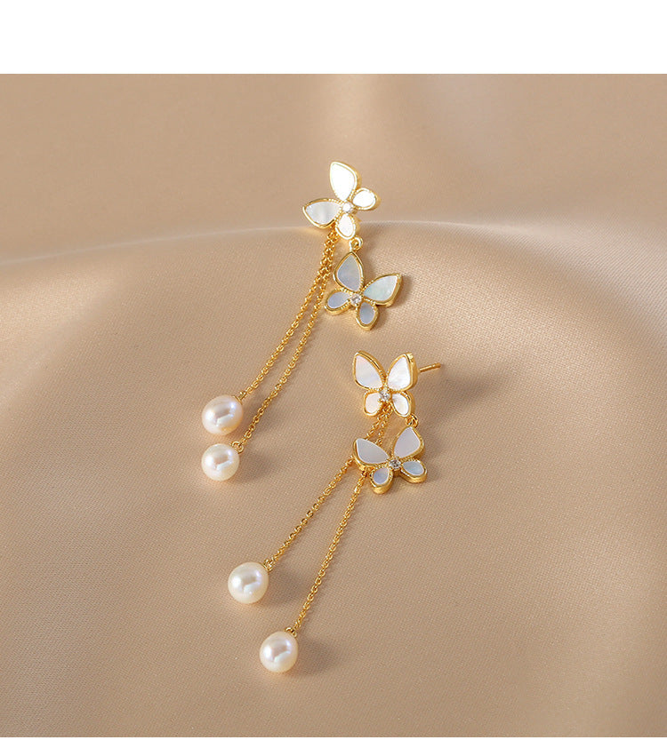 New Trendy Exquisite Sweet Butterfly Long Tassel Earrings | High-Sense Romantic Drop Earpieces | Trendy Minimalist Butterfly Tassel Jewelry | Luxury-Label Statuesque Radiant Accessory | 2026 High-Fashion Emerald-Luxe Essential