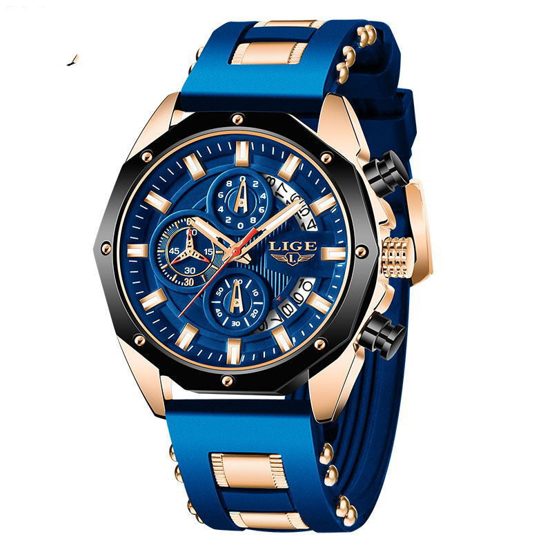 Luxury Men's Sport Chronograph Watch | Premium Silicone Strap Waterproof Wristwatch | Top Brand Luxury Quartz Date Clock | High-Performance Tactical Sport Watch for Men