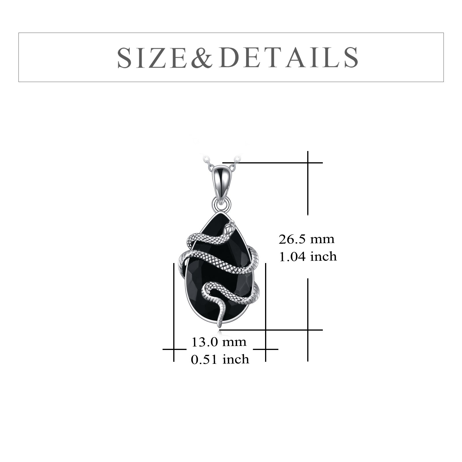 925 Sterling Silver Snake Necklace | Black Obsidian & Tourmaline Crystal Pendant | Gothic Serpent Jewelry for Men & Women | Protective Healing Stone Necklace | 2026 High-Fashion Mystical Gift Jewelry