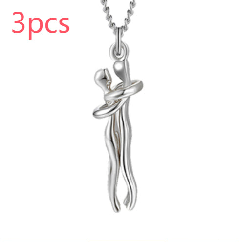 Love Hug Pendant Necklace for Couples | Unisex Romantic Hugging Figure Necklace | Minimalist Clavicle Chain Jewelry | Meaningful Valentine’s Day & Anniversary Gift