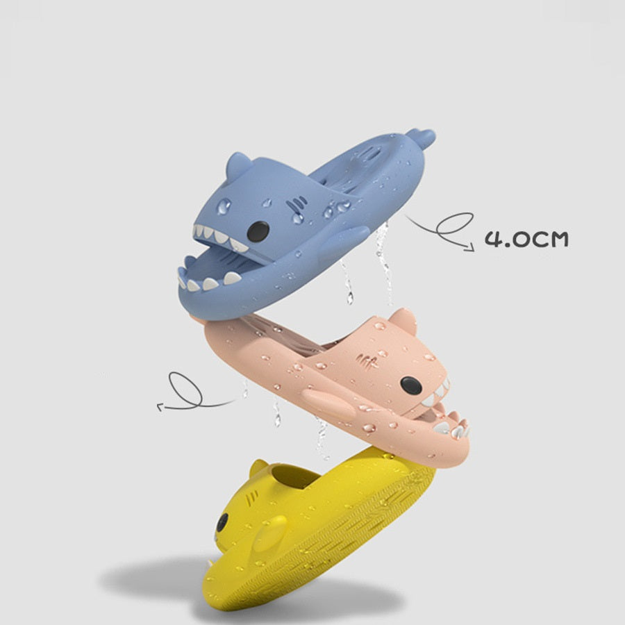 Shark Slippers with Drain Holes | High-Sense Quick-Drying Shower Shoes | Trendy Minimalist EVA Pool Shark Slides | Luxury-Label Statuesque Radiant Beach Sandals | 2026 High-Fashion Emerald-Luxe Essential