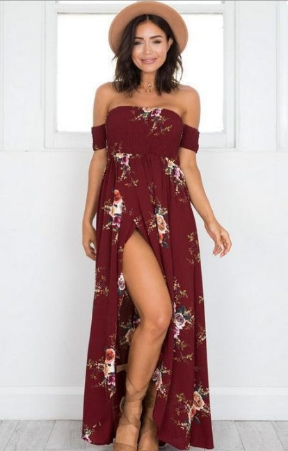 Women’s Boho Style Off-Shoulder Long Dress | High-Sense Beach Summer Gown | Trendy Minimalist Tropical Silhouette Dress | Luxury-Label Statuesque Resort Wear | 2026 High-Fashion Radiant Vacation Essential