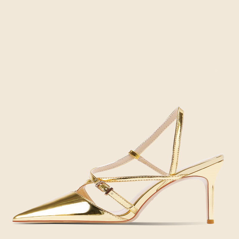 Women’s One-Word Strap High Heel Sandals | Elegant Single Strap Stiletto Heels | Minimalist Open-Toe Evening Sandals | High-Sense Classic Party Heels | 2026 Trendy Occasion Footwear