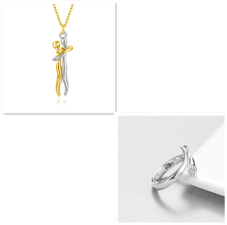 Love Hug Pendant Necklace for Couples | Unisex Romantic Hugging Figure Necklace | Minimalist Clavicle Chain Jewelry | Meaningful Valentine’s Day & Anniversary Gift