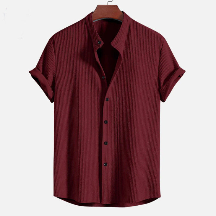 Men’s Short Sleeve Loose Summer Shirt | High-Sense Casual Professional Top | Trendy Minimalist Breathable Resort Wear | Luxury-Label Statuesque Radiant Apparel | 2026 High-Fashion Emerald-Luxe Essential
