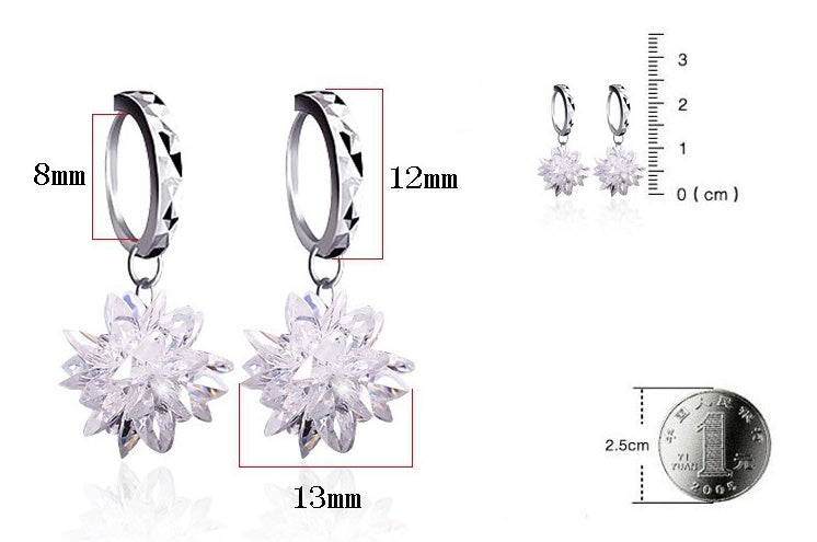 Women’s New Fashion Pure Beauty Ice Earrings | 925 Sterling Silver Hypoallergenic Studs | Non-Fading Luxury Crystal Earrings | Elegant Sensitive Skin Friendly Jewelry for Girls