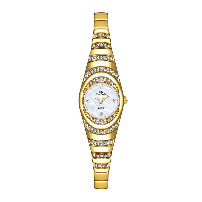 Luxury Ladies Gold Diamond Watch | Full Iced-Out Women’s Bracelet Watch | Elegant Fashion Crystal Wristwatch for Female | Trendy Sparkling Gold Jewelry Watch