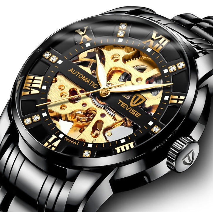 Men’s Luxury Automatic Mechanical Watch | Hollow Skeleton Design Waterproof Wristwatch | Premium Self-Winding Transparent Timepiece | Men's High-Sense Fashion Mechanical Watch