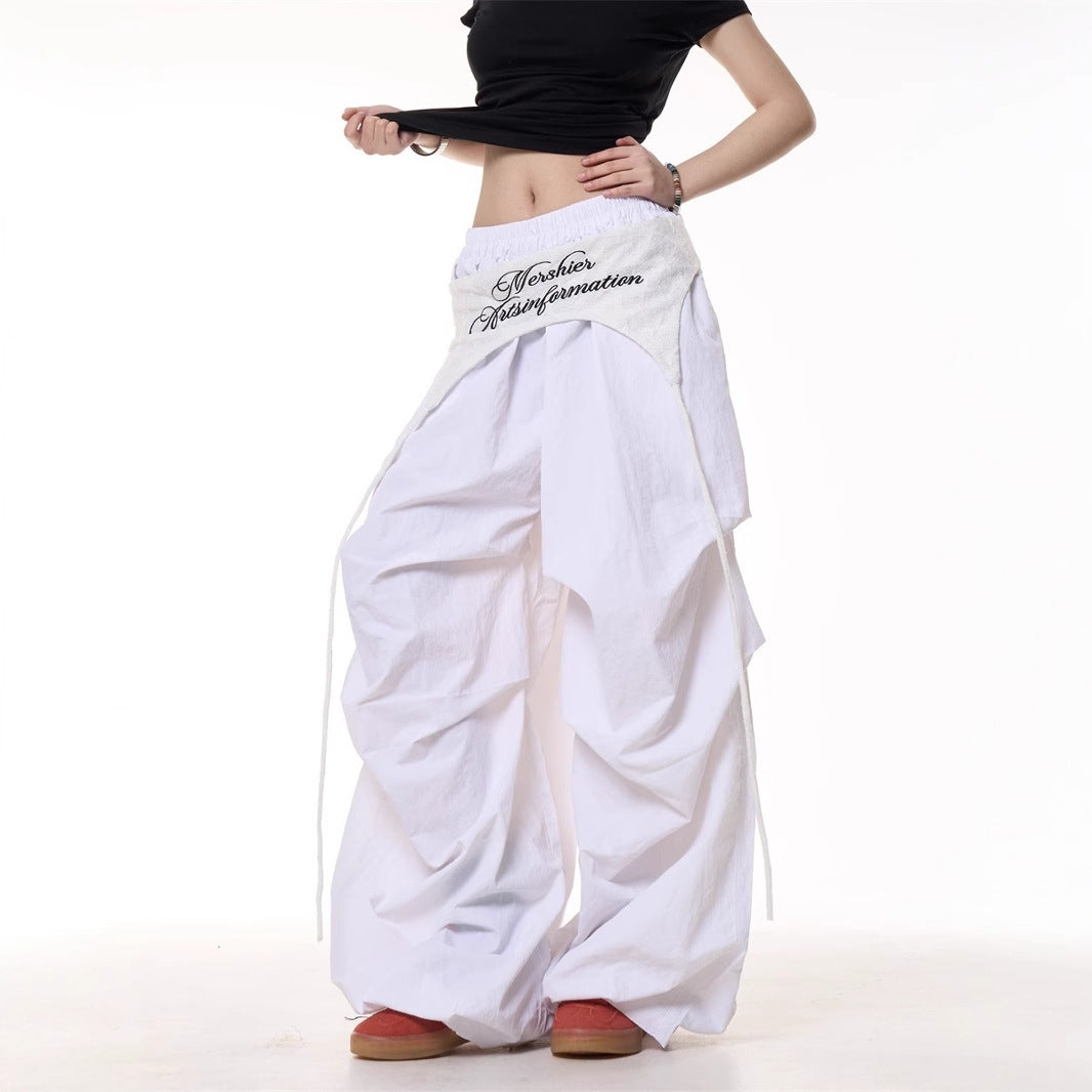 Women’s Relaxed American-Style Cargo Pants | Trendy Layered Design Cargo Trousers | Casual Loose-Fit Pants with Tie Details | Edgy Streetwear Utility Pants | 2026 Women’s Fashion Cargoes