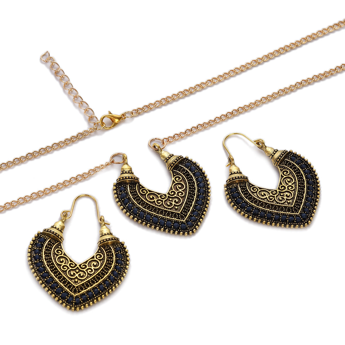 Colored Rope Winding Jewelry Set | Artistic Woven Necklace & Earrings Two-Piece Set | Vibrant Boho-Chic Statement Accessories | Handmade Style Geometric Rope Jewelry
