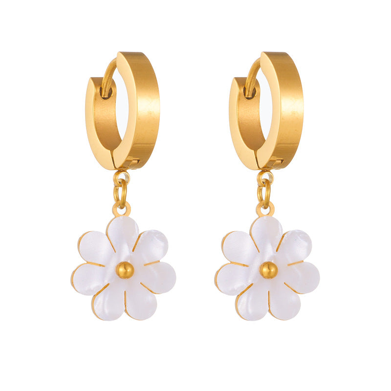Double-Layered Daisy Flower Jewelry Set | Stainless Steel Floral Pendant Necklace & Earrings | Trendy 2-in-1 Layering Necklace for Women | Waterproof & Tarnish-Free Jewelry