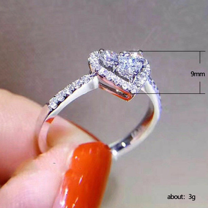 European & American Creative Love Zircon Ring | Modern Geometric Heart Statement Ring | Sparkling AAA Zirconia Fashion Ring | Unique Anniversary & Promise Jewelry