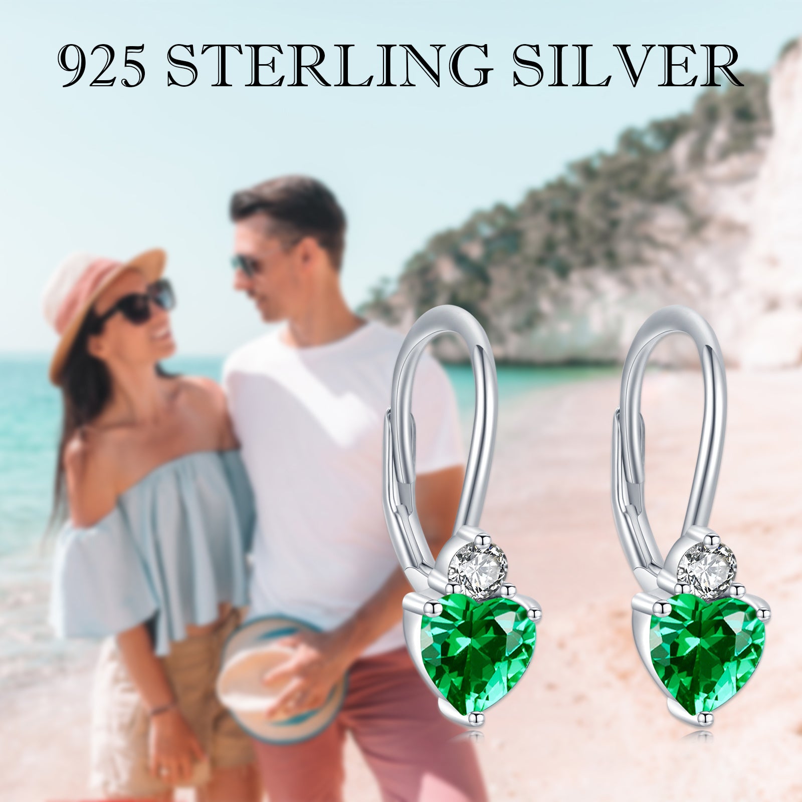 925 Sterling Silver Heart Zirconia Earrings | Hypoallergenic Birthstone Jewelry for Women | Sparkling Romantic Heart Studs for Sensitive Ears