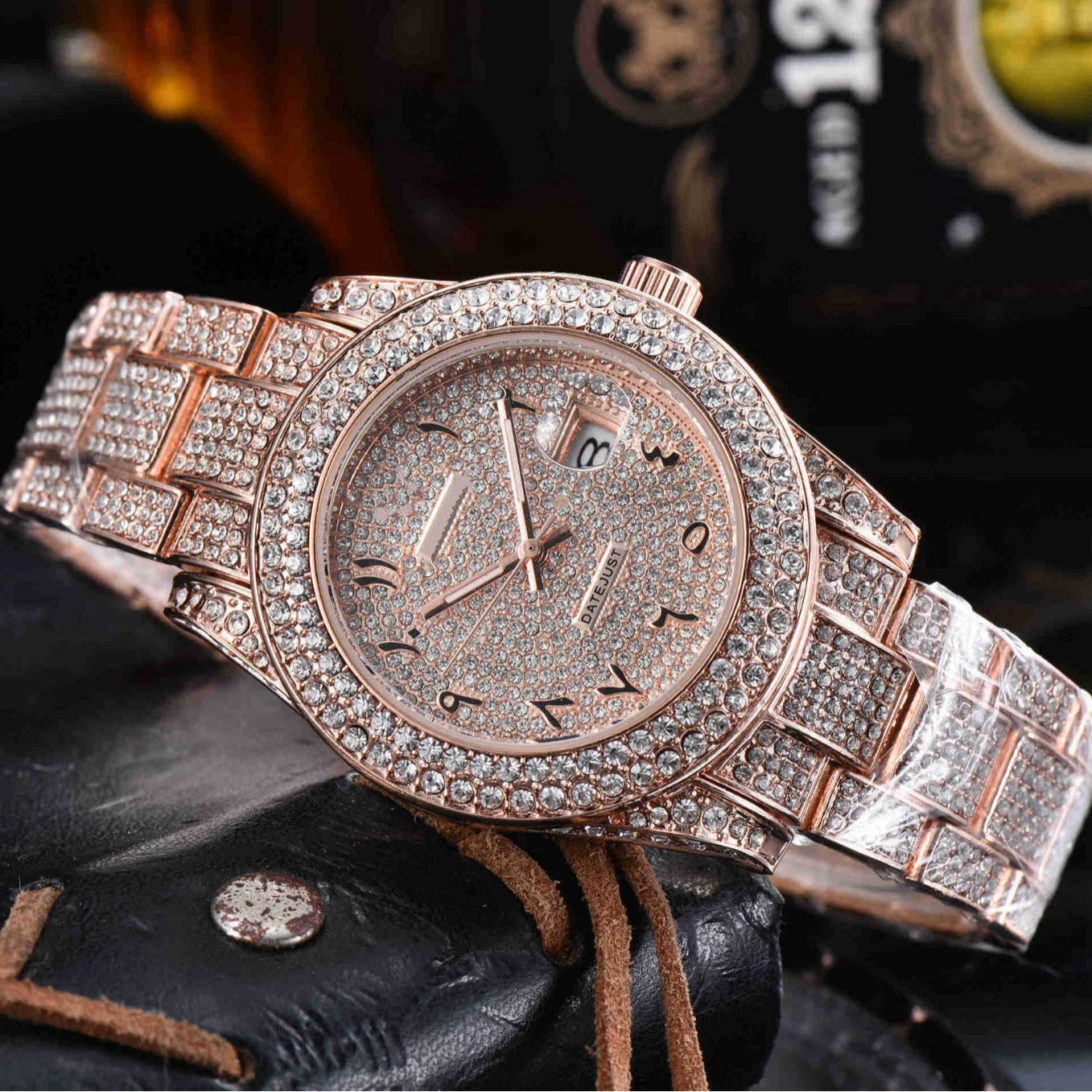 Men’s Luxury Full Diamond Stainless Steel Watch | Iced-Out Quartz Timepiece | Premium Hip-Hop Style Bling Wristwatch | Waterproof Elegant Diamond Studded Men's Watch