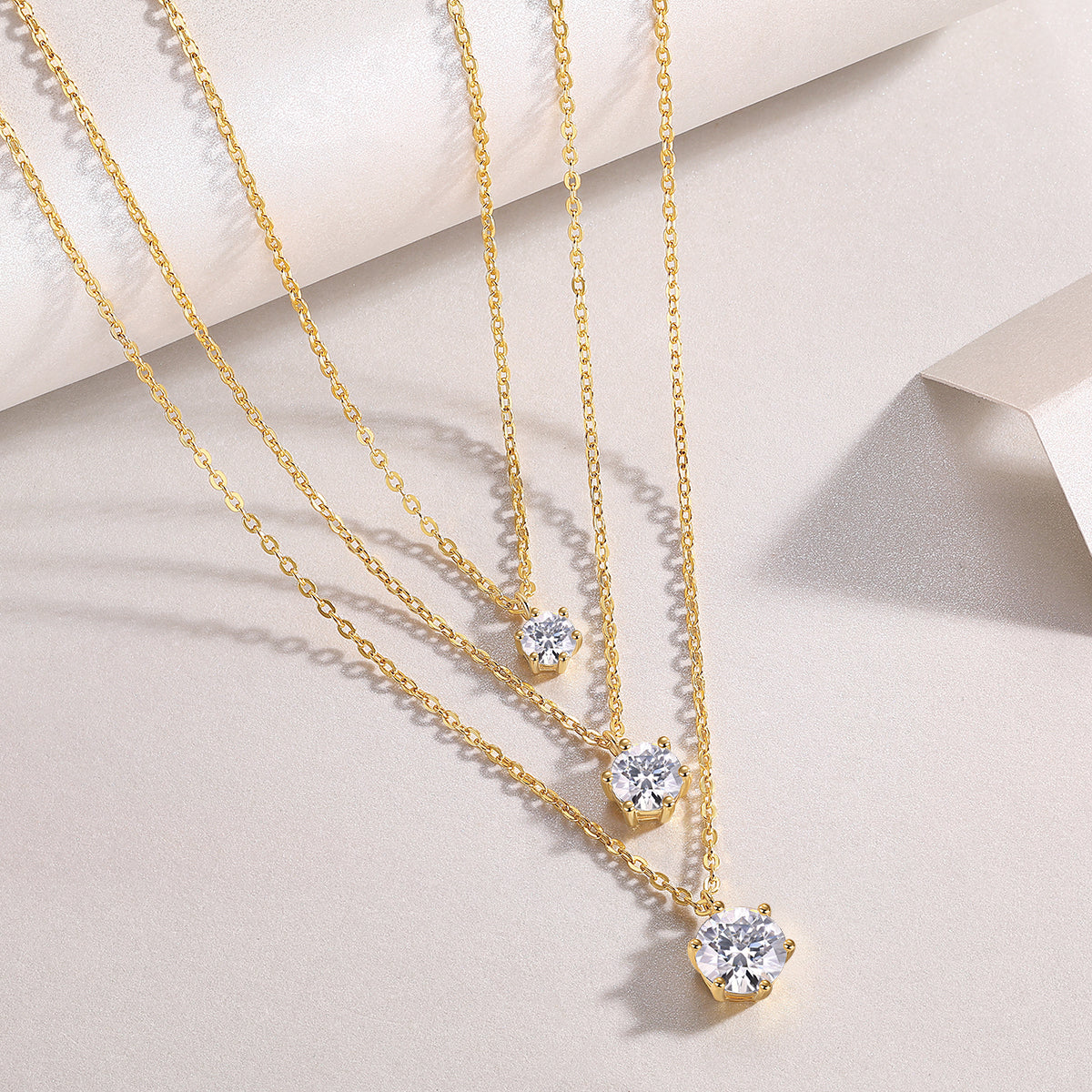 2 Carat Luxury Moissanite Pendant Necklace | S925 Sterling Silver Gold Plated Chain | Minimalist Diamond Alternative Fine Jewelry for Women