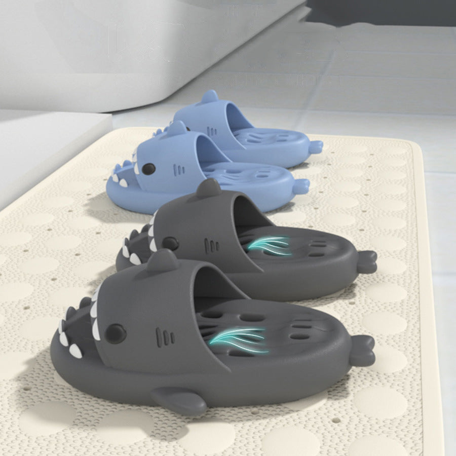 Shark Slippers with Drain Holes | High-Sense Quick-Drying Shower Shoes | Trendy Minimalist EVA Pool Shark Slides | Luxury-Label Statuesque Radiant Beach Sandals | 2026 High-Fashion Emerald-Luxe Essential