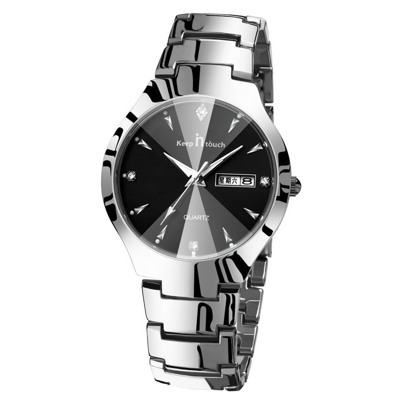 Luxury Luminous Couple Watch Set | Matching Quartz Watches with Calendar | Glow-in-the-Dark Water Resistant Lovers' Timepiece | Elegant Men & Women Business Wristwatch Set