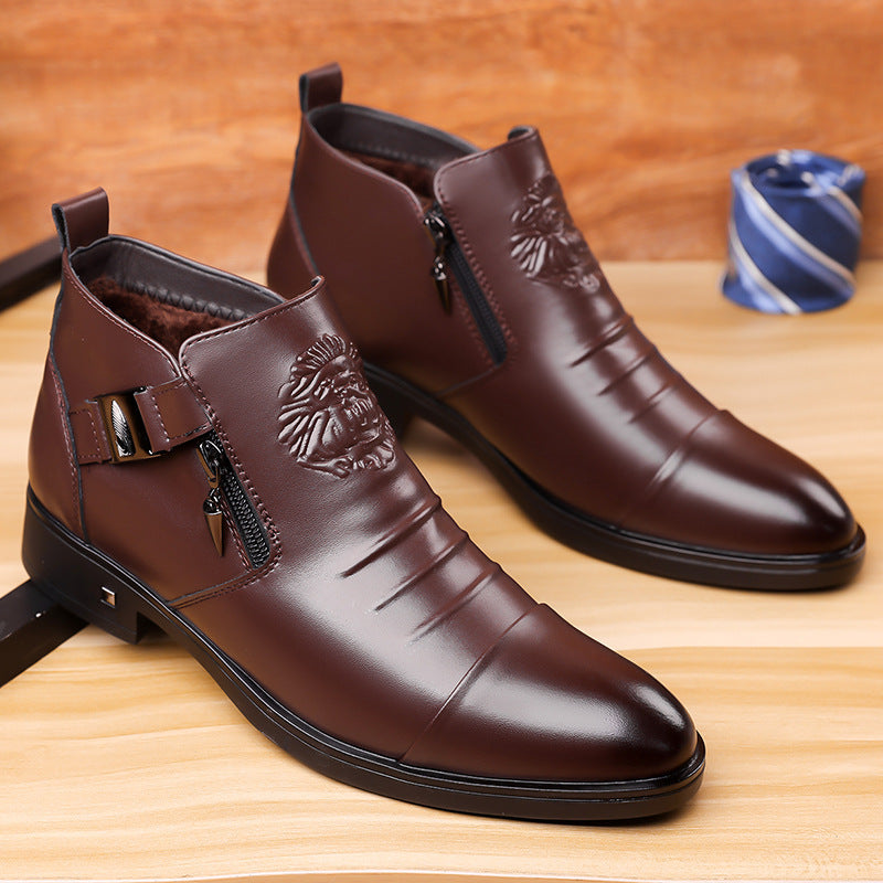 Men’s Retro Wide-Fit Ankle Boots | Trendy Side-Chain Leather Boots | Classic Vintage-Style Biker Boots for Men | High-Sense Comfortable Wide-Toe Boots | 2026 High-Fashion Urban Streetwear Footwear