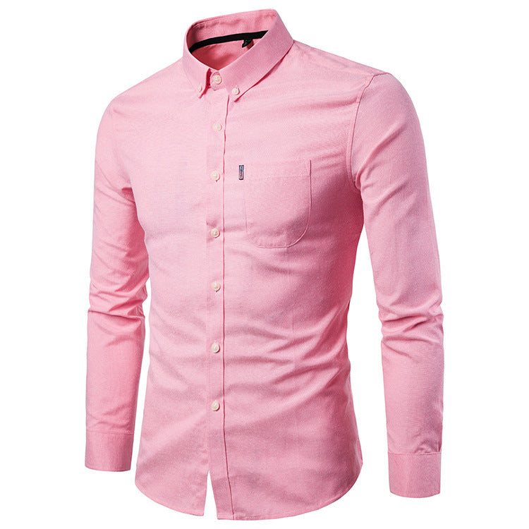 Men’s Korean Style Slim Fit Dress Shirt | Premium Long Sleeve K-Fashion Formal Shirt | Minimalist Tailored Men’s Professional Clothes