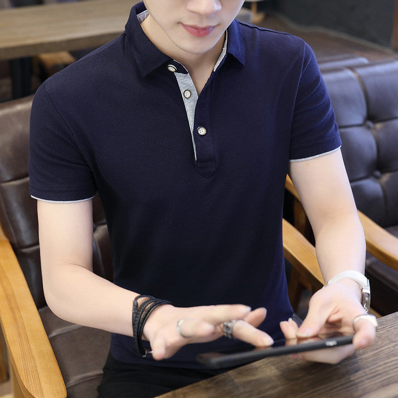 Men's Modern Zipper Polo Shirt | Casual Patchwork Short Sleeve Summer Tee | Designer Turn-Down Collar Slim Fit Polo Top for Men