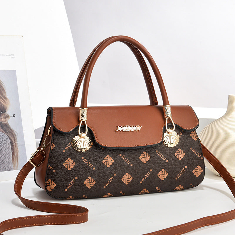 Vintage Exquisite Letter Printed Women’s Handbag | Luxury Monogram Cross-body Bag for Women | Fashion Printed Casual Simple Handbag | Trendy Designer-Style Top Handle Bag | 2026 High-Fashion Retro Shoulder Bag