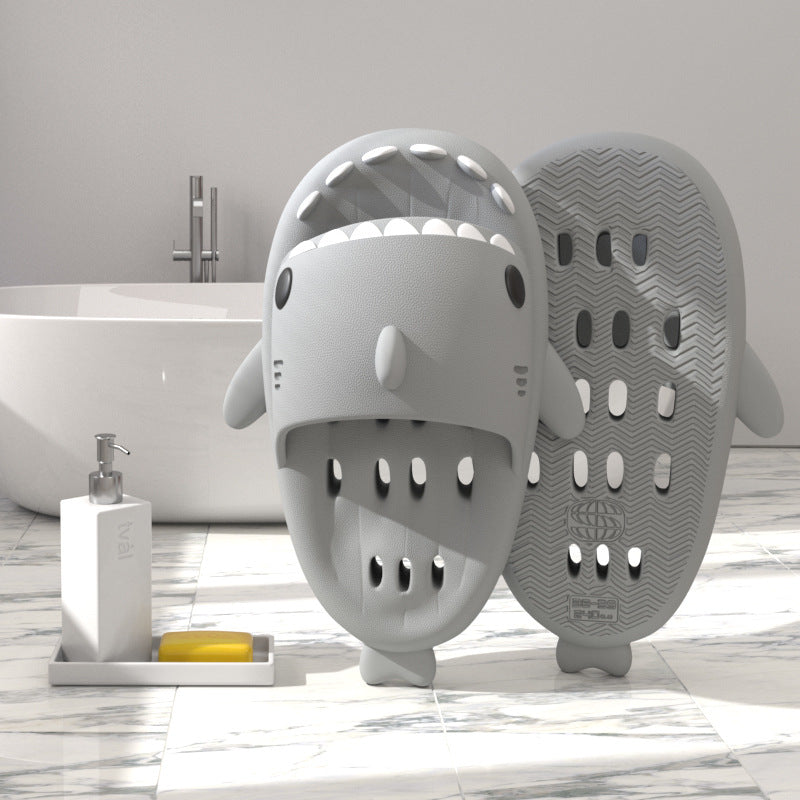 Shark Slippers with Drain Holes | High-Sense Quick-Drying Shower Shoes | Trendy Minimalist EVA Pool Shark Slides | Luxury-Label Statuesque Radiant Beach Sandals | 2026 High-Fashion Emerald-Luxe Essential
