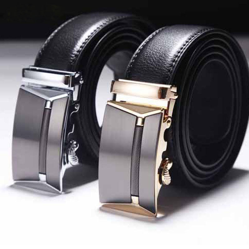 Men's Executive Automatic Ratchet Belt | No-Hole Adjustable Business Belt | Premium Professional Waist Strap with Quick-Release Buckle | Men's Comfort Click Belt