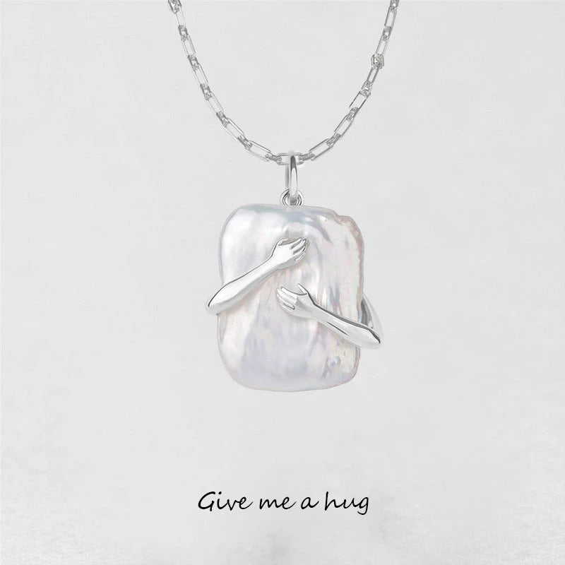 Unique Square Baroque Pearl Couple Necklace | Luxury Natural Pearl Pendant for Lovers | Valentine’s Day Anniversary Gift Jewelry | Trendy Geometric Pearl Necklace Set | 2026 High-Fashion Artisan Couple Jewelry