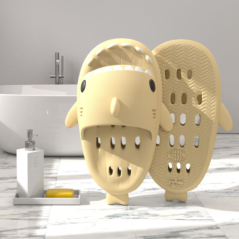 Shark Slippers with Drain Holes | High-Sense Quick-Drying Shower Shoes | Trendy Minimalist EVA Pool Shark Slides | Luxury-Label Statuesque Radiant Beach Sandals | 2026 High-Fashion Emerald-Luxe Essential