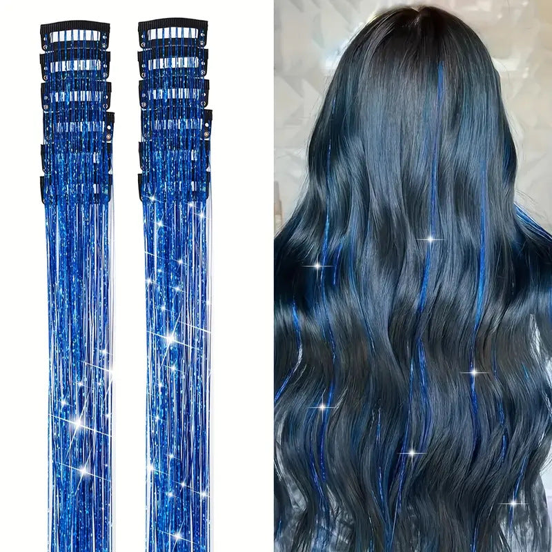 Laser-thread Colorful Shiny Seamless Hair Extensions