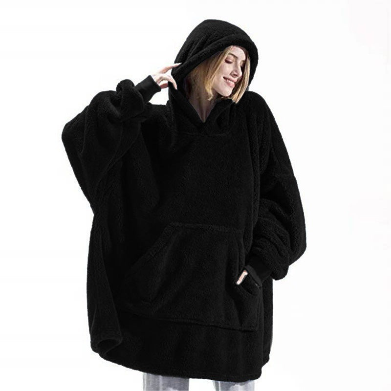 Women’s Winter Hoodie Sweatshirt with Big Pocket | Cozy Fleece-Lined Hooded Tops | Elegant Oversized Pullover Sweatshirt | Modern Relaxed Fit Winter Clothes for Ladies | 2026 Trendy Solid Color Streetwear Hoodie