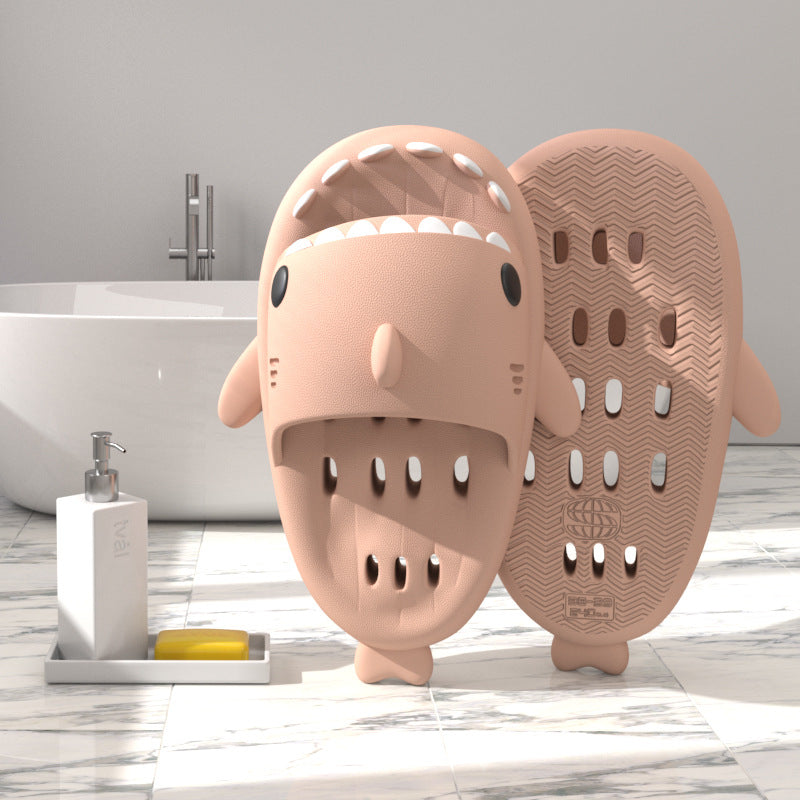 Shark Slippers with Drain Holes | High-Sense Quick-Drying Shower Shoes | Trendy Minimalist EVA Pool Shark Slides | Luxury-Label Statuesque Radiant Beach Sandals | 2026 High-Fashion Emerald-Luxe Essential
