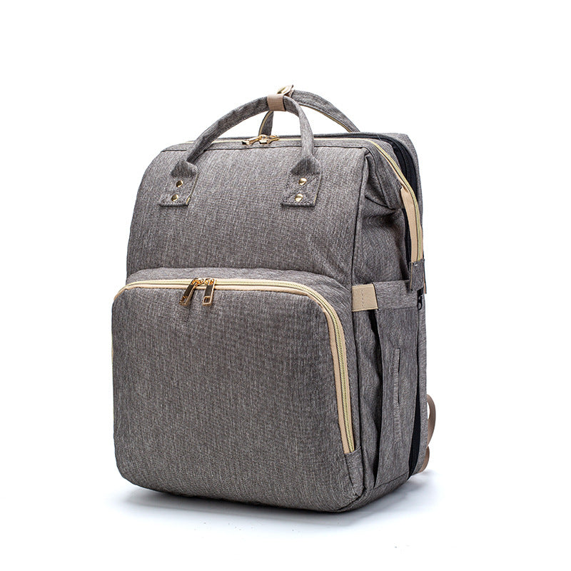 3-in-1 Mommy Bed Backpack with USB Charging | Folding Portable Baby Crib & Diaper Bag | Large Capacity Multi-Function Travel Backpack | Trendy Waterproof Maternity Bag for Moms & Dads | 2026 High-Fashion Smart Parenting Gear