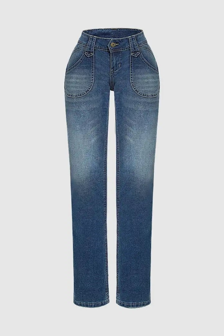 Women’s Classic Light Blue Denim Jeans T191 | Elegant Mid-Rise Straight Fit Jeans | Trendy Soft-Touch Daily Wear Denim | High-Sense Minimalist Women's Trousers | 2026 Essential Denim Collection