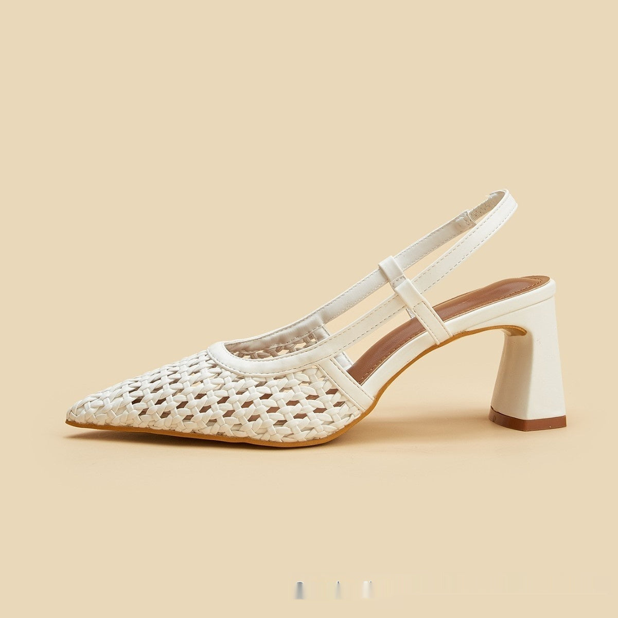 White Pointed-Toe Woven Mesh Sandals | Elegant Closed-Toe Summer Flats | Luxury Breathable Mesh Slingback Shoes | Trendy Minimalist White Pointed Sandals | 2026 High-Fashion Lightweight Summer Footwear