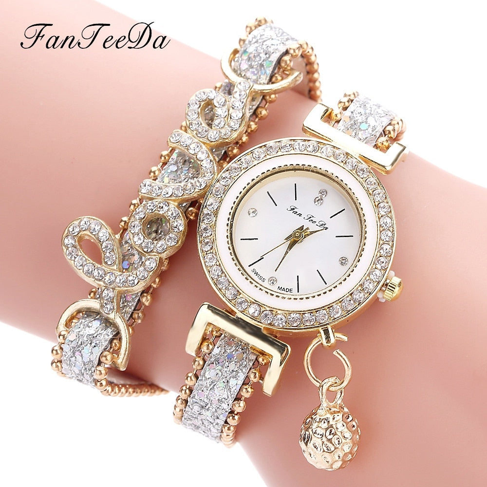 Fanteeda Luxury Women’s Bracelet Watch | High-Sense Rhinestone Dress Wristwatch | Trendy Minimalist Jewelry Clock for Ladies | Luxury-Label Statuesque Radiant Accessory | 2026 High-Fashion Emerald-Toned Fashion Essential