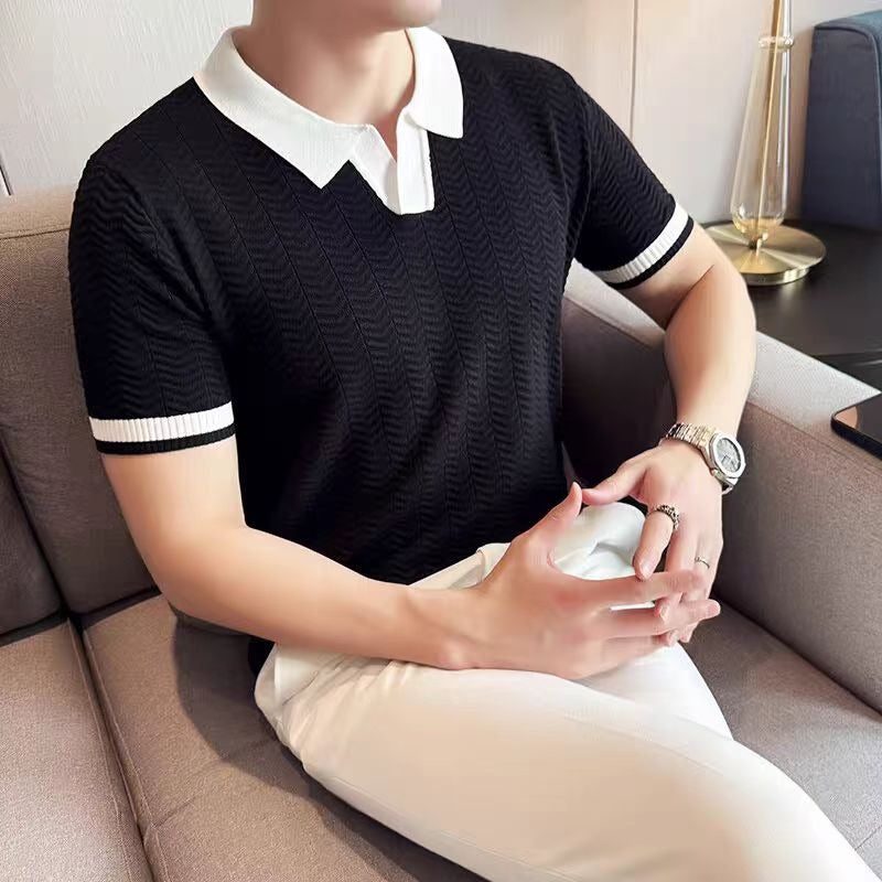 Women’s Summer Ice Silk Knitted Top | Lightweight Short-Sleeve Cooling Sweater | High-Sense Breathable Knit Blouse | Trendy Minimalist Soft-Touch Summer Shirt | 2026 High-Fashion Technical Knitwear