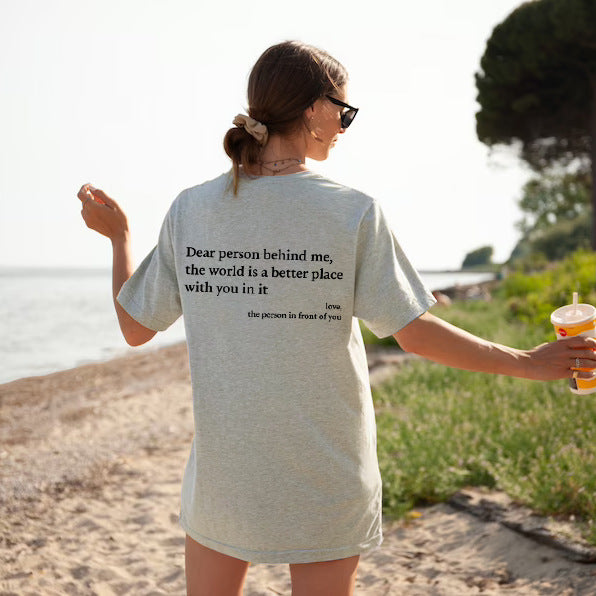Women’s New Fashion Letter Print T-Shirt | Elegant Round Neck Slogan Tee | Casual Short Sleeve Summer Top | Minimalist Urban Graphic T-Shirt for Women