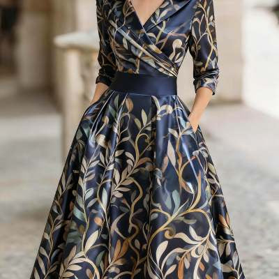 Elegant Formal Waist-Cinched Dress | Figure-Flattering A-Line Evening Gown | Slim-Fit Sophisticated Party Dress | Women’s Body-Contouring Formal Wear