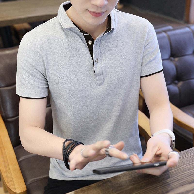 Men's Modern Zipper Polo Shirt | Casual Patchwork Short Sleeve Summer Tee | Designer Turn-Down Collar Slim Fit Polo Top for Men
