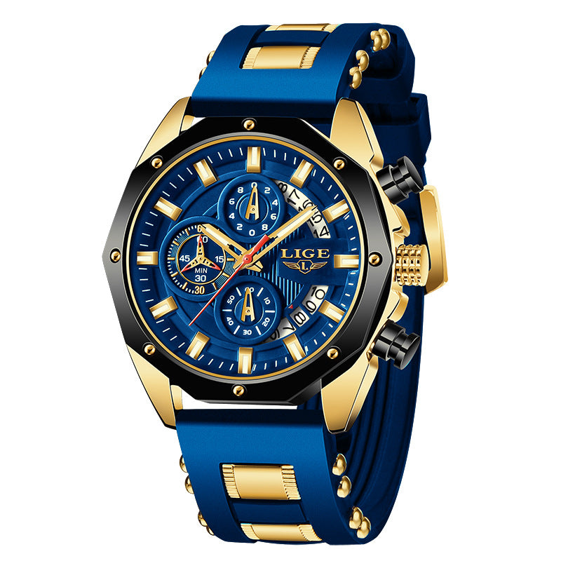 Luxury Men's Sport Chronograph Watch | Premium Silicone Strap Waterproof Wristwatch | Top Brand Luxury Quartz Date Clock | High-Performance Tactical Sport Watch for Men