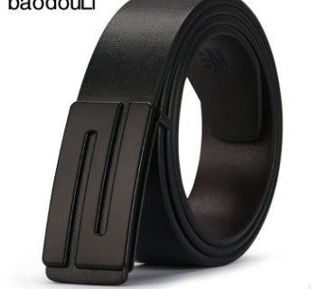Young Man’s Smooth Leather Belt | Korean Tide Student Plate Buckle Belt | Men’s Minimalist PU Leather Leisure Belt | Trendy K-Fashion Smooth Waist Belt | 2026 High-Fashion Casual Plate Buckle Accessory