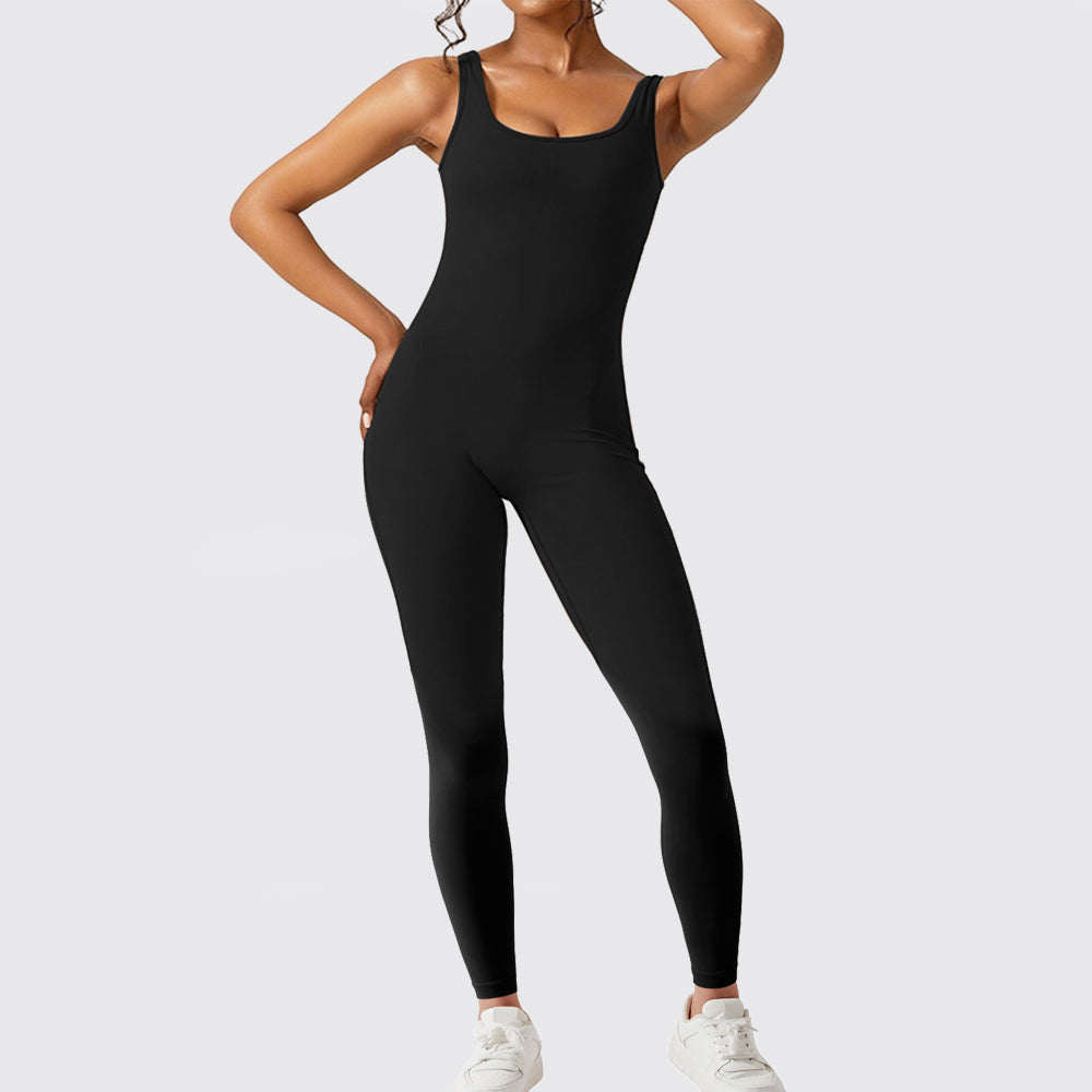 Women’s Sleeveless Flare Yoga Jumpsuit | Full-Body Fitness Bodysuit with Flared Legs | Elegant Backless Workout One-Piece | Trendy High-Stretch Athleisure Yoga Set | 2026 Modern Studio-to-Street Jumpsuit