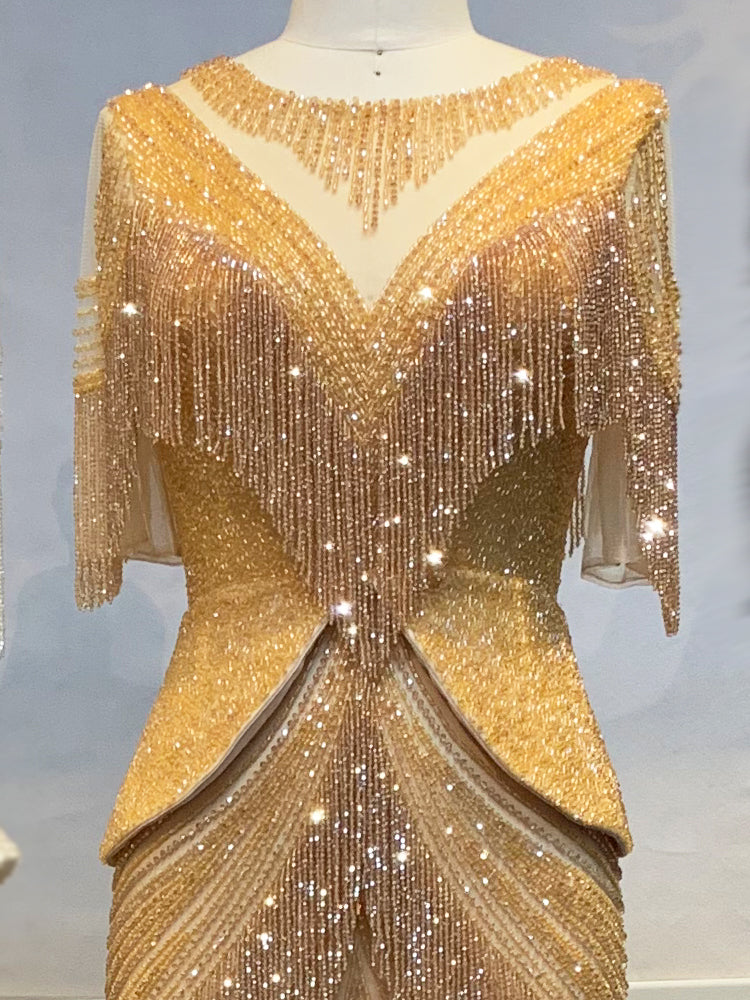 Luxury Mermaid Evening Dress for Women | Queen Fashion Banquet Gown | Elegant Floor-Length Formal Party Dress | Sophisticated High-End Cocktail & Wedding Guest Gown