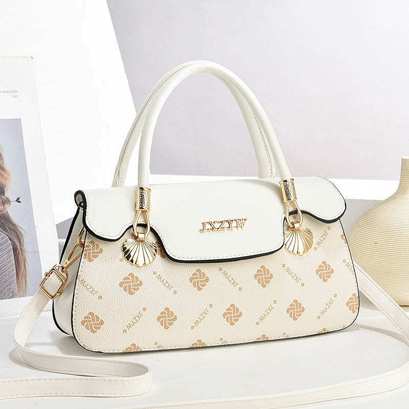 Vintage Exquisite Letter Printed Women’s Handbag | Luxury Monogram Cross-body Bag for Women | Fashion Printed Casual Simple Handbag | Trendy Designer-Style Top Handle Bag | 2026 High-Fashion Retro Shoulder Bag