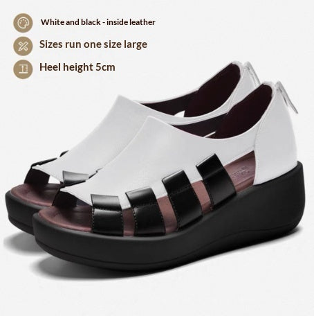 Women’s Genuine Leather Wedge Sandals | Comfortable Thick Sole Platform Shoes | Elegant Soft Leather Summer Wedges | Non-Slip Walking Sandals for Women | Premium Quality "All-Day" Comfort Footwear