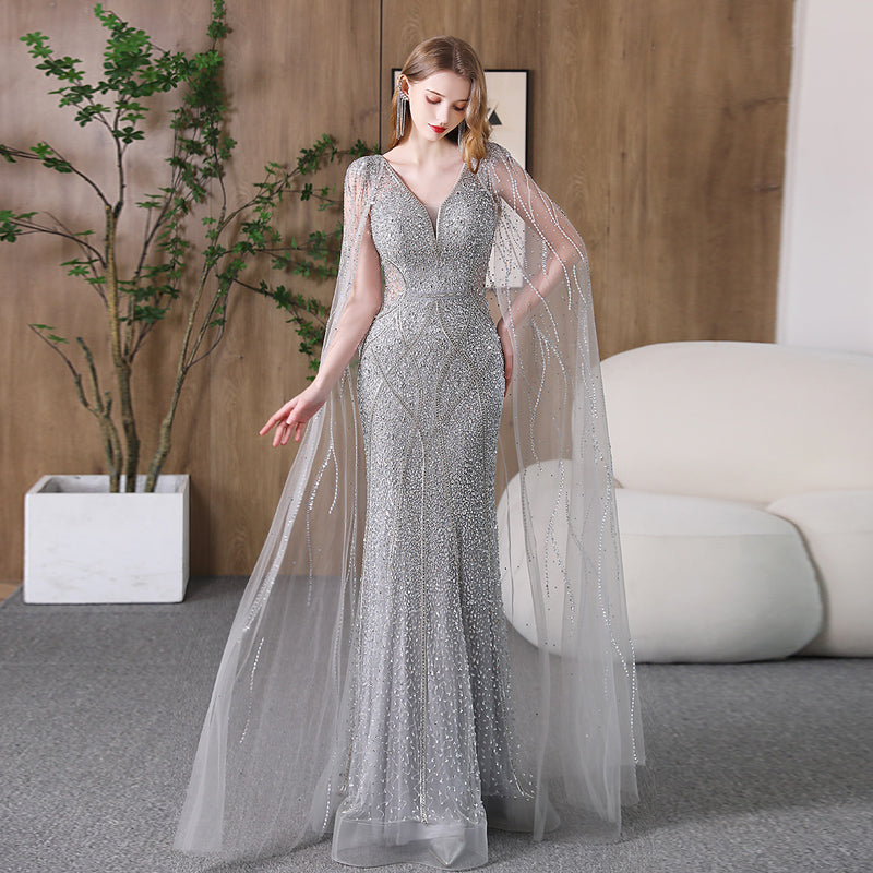 Elegant Fishtail Banquet Evening Dress | Slimming Mermaid Silhouette Host Gown | Sophisticated Formal Gala Dress for Women | Luxury Figure-Hugging Red Carpet Dress
