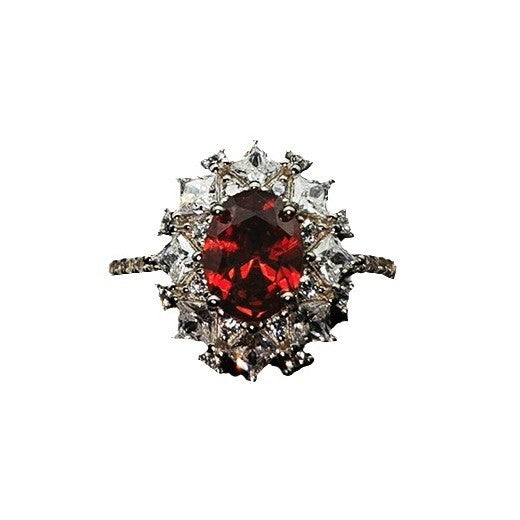 S925 Sterling Silver Adjustable Ring | Pigeon’s Blood Red High-Carat Zircon Ring | High-Sense Luxury Gemstone Jewelry | Trendy Minimalist Red Crystal Statement Ring | 2026 High-Fashion Radiant Women’s Jewelry