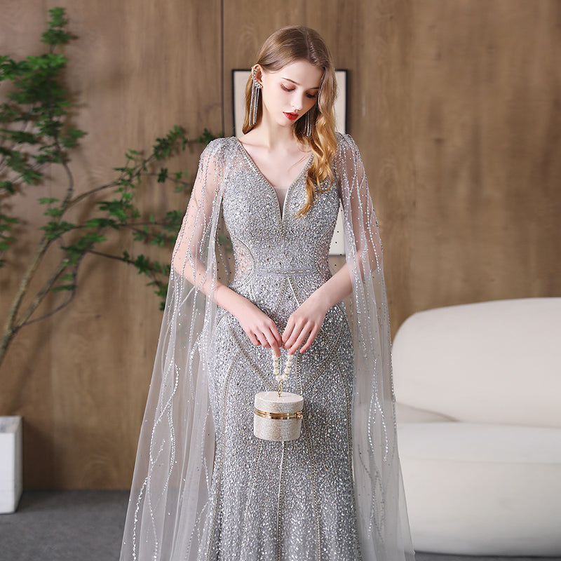 Elegant Fishtail Banquet Evening Dress | Slimming Mermaid Silhouette Host Gown | Sophisticated Formal Gala Dress for Women | Luxury Figure-Hugging Red Carpet Dress