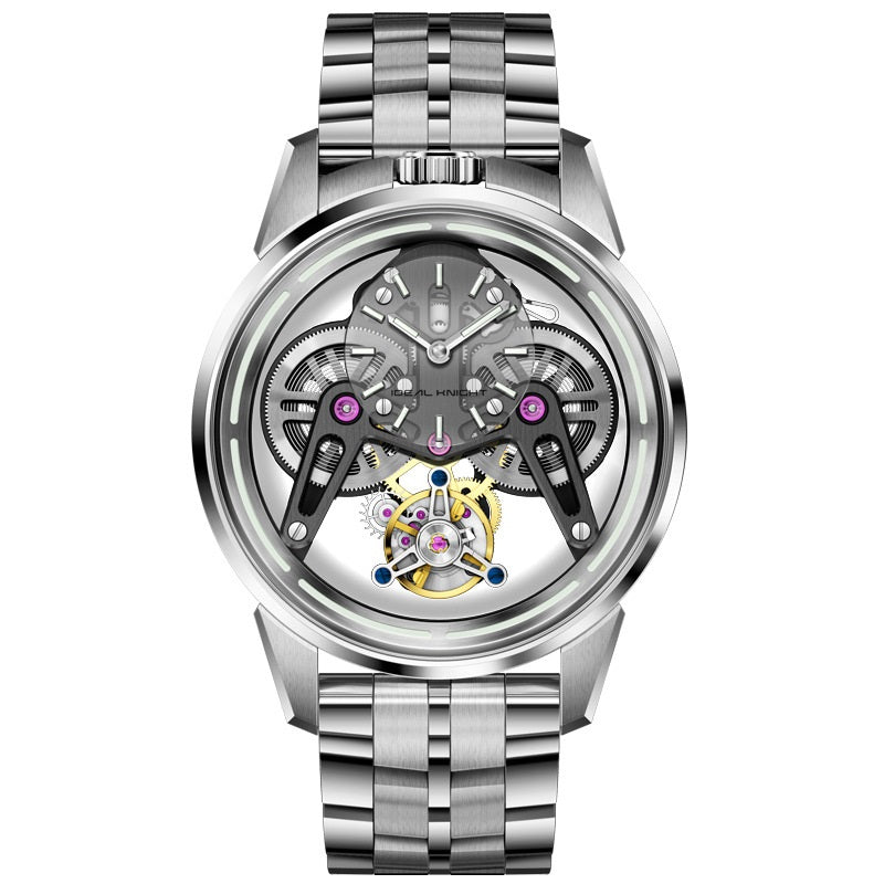 Men’s Luxury Armor Tourbillon Mechanical Watch | Automatic Skeletal Self-Winding Wristwatch | Industrial Design Hollow-Out Armor Watch | Futuristic Luxury Gear Watch for Men